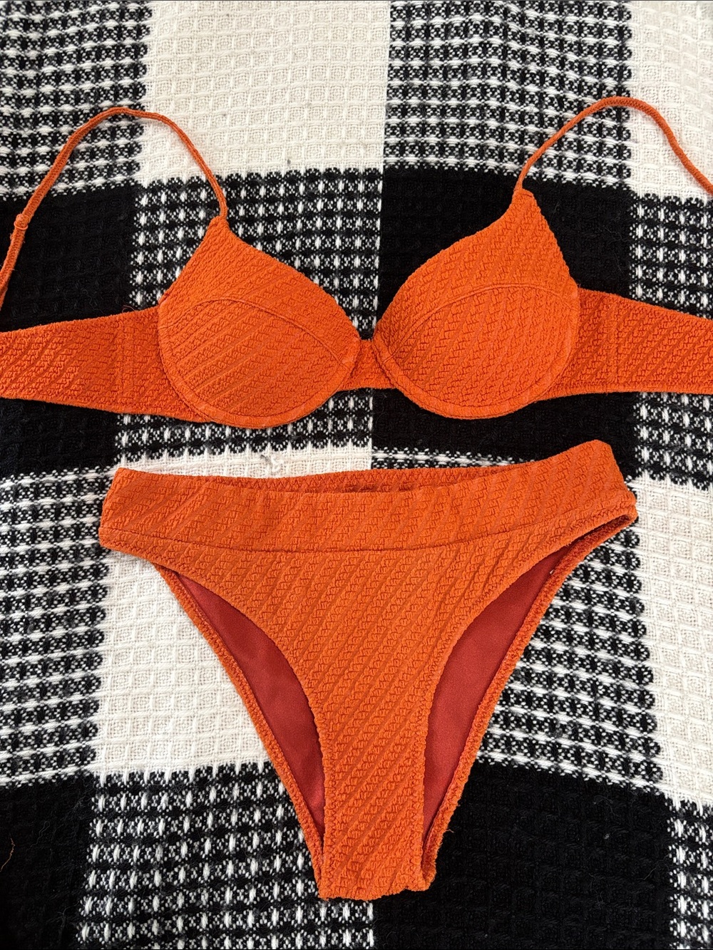 triangl swimwear Orange Ribbed Underwire Bikini Set